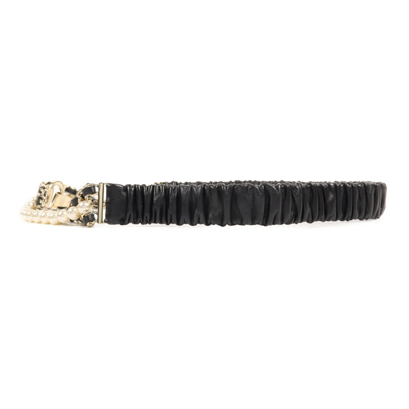 CHANEL 羊皮皮革Belt金扣皮帶-1