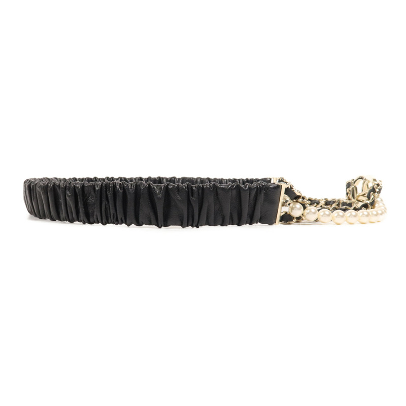 CHANEL 羊皮皮革Belt金扣皮帶-3