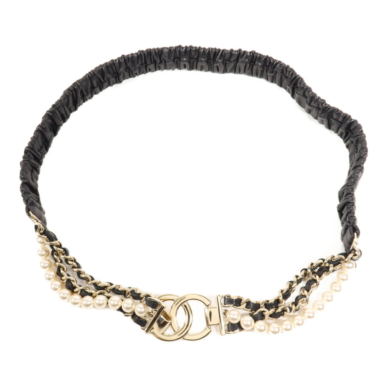 CHANEL 羊皮皮革Belt金扣皮帶-4