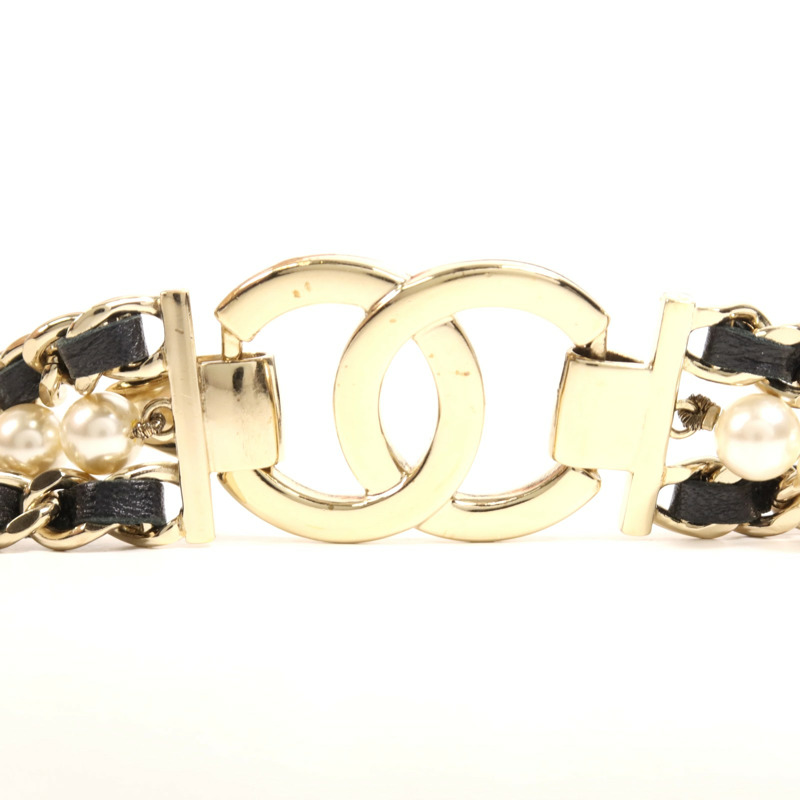 CHANEL 羊皮皮革Belt金扣皮帶-5