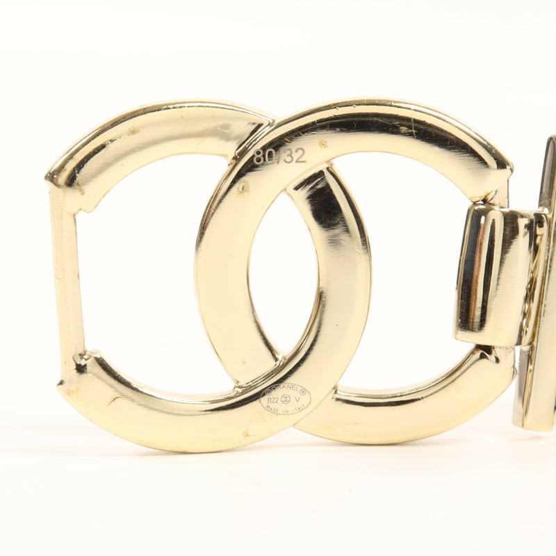 CHANEL 羊皮皮革Belt金扣皮帶-6