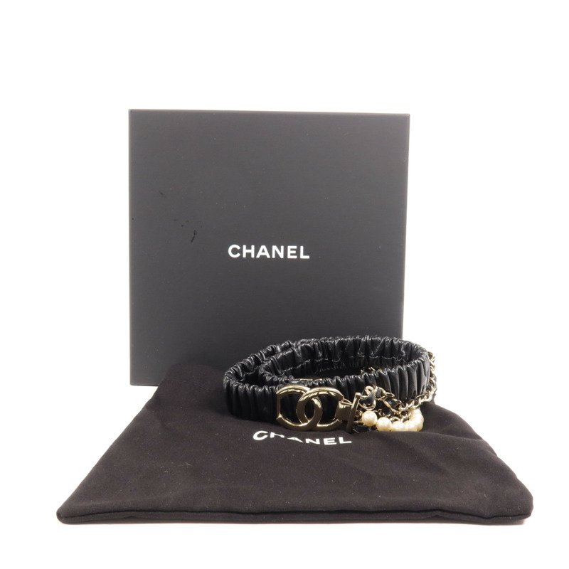 CHANEL 羊皮皮革Belt金扣皮帶-8