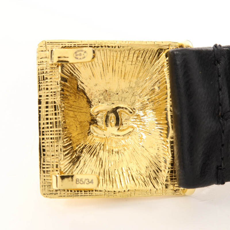 CHANEL 羊皮皮革Belt金扣皮帶-6