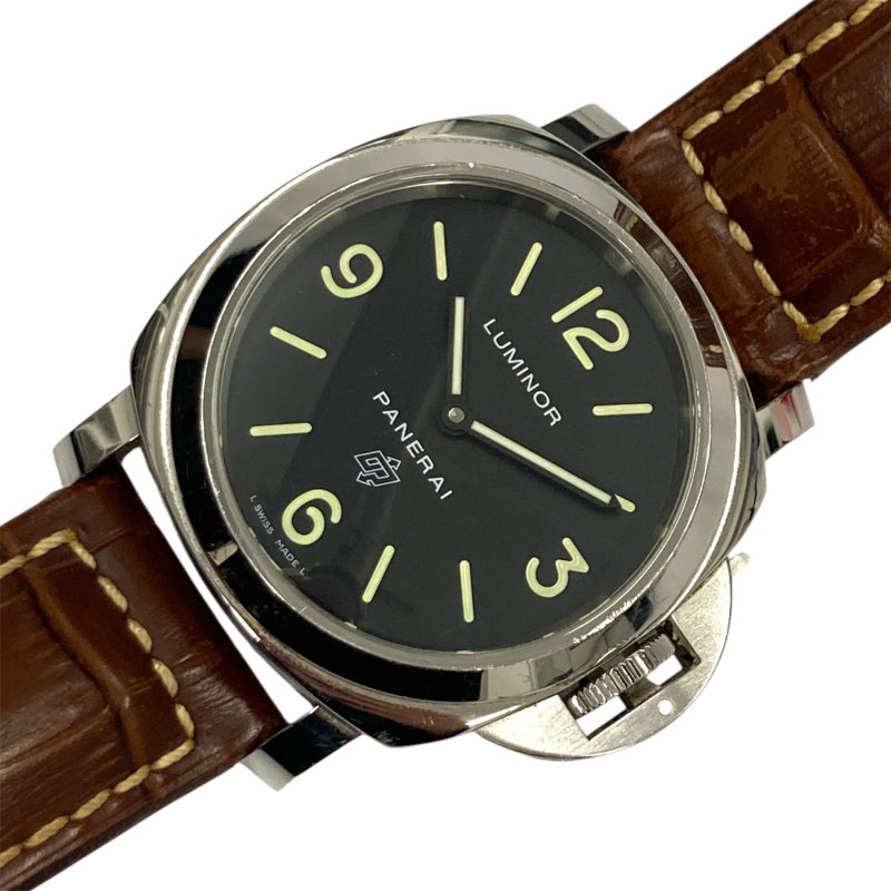 PANERAI 沛納海 PAM 01000 LUMINOR BASE LOGO 不鏽鋼 手動機械錶 黑色錶盤-0