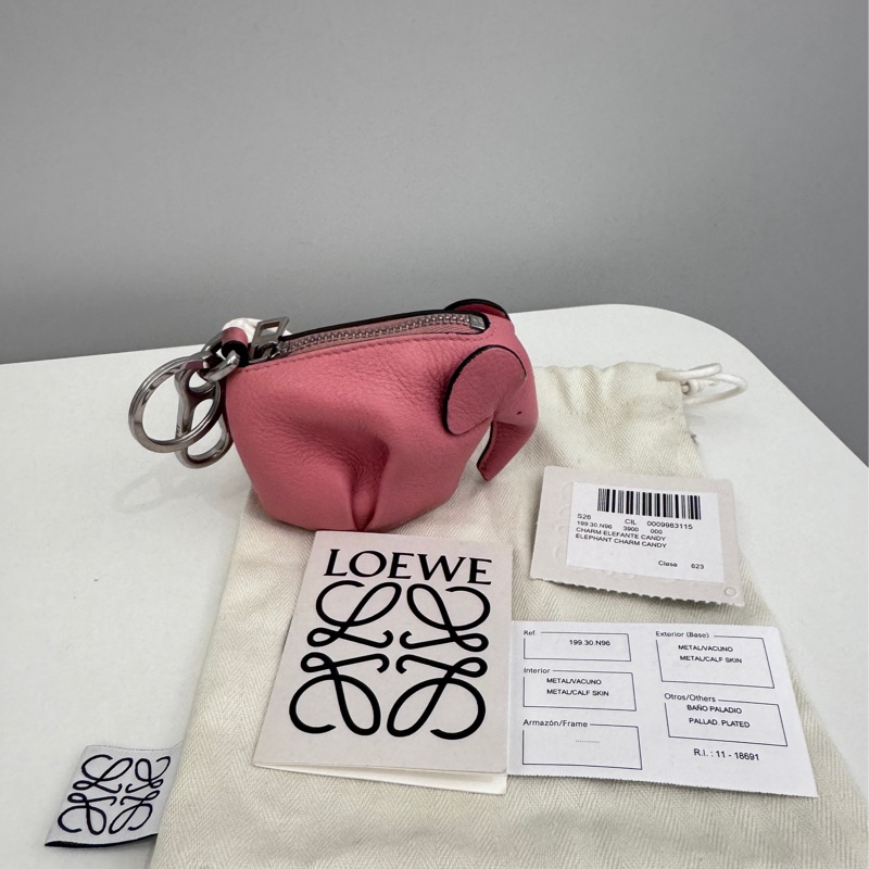 Loewe 粉色小象零錢包鑰匙圈-1