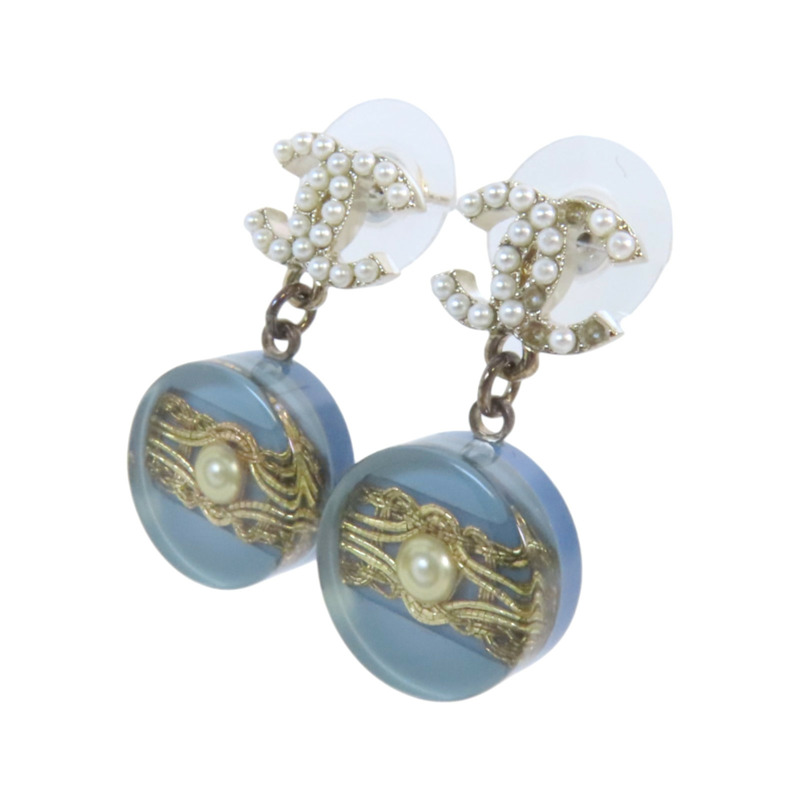 CHANEL 金屬/仿珍珠/PVC Earrings銀扣耳環-2