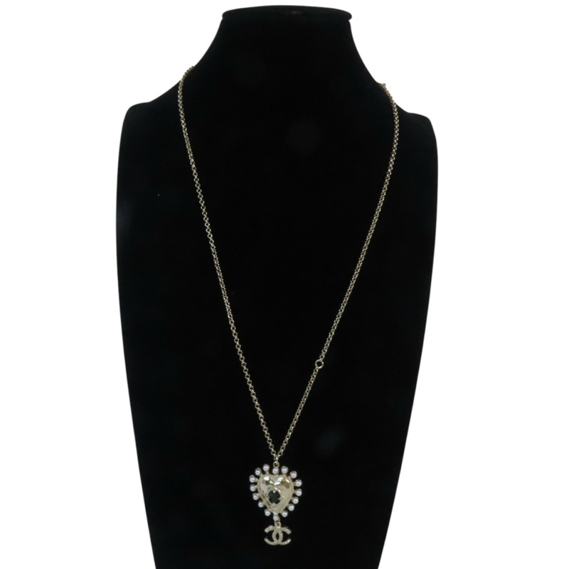 CHANEL 金屬/PVC/仿珍珠Necklace金扣項鏈-8