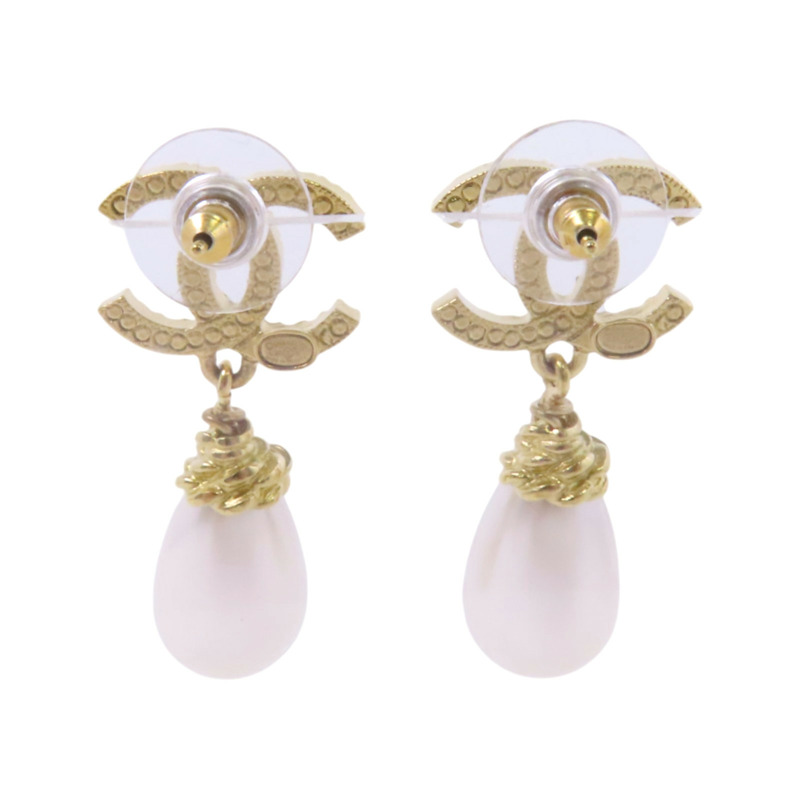 CHANEL 金屬/水鑽/仿珍珠Earrings金扣耳環-3
