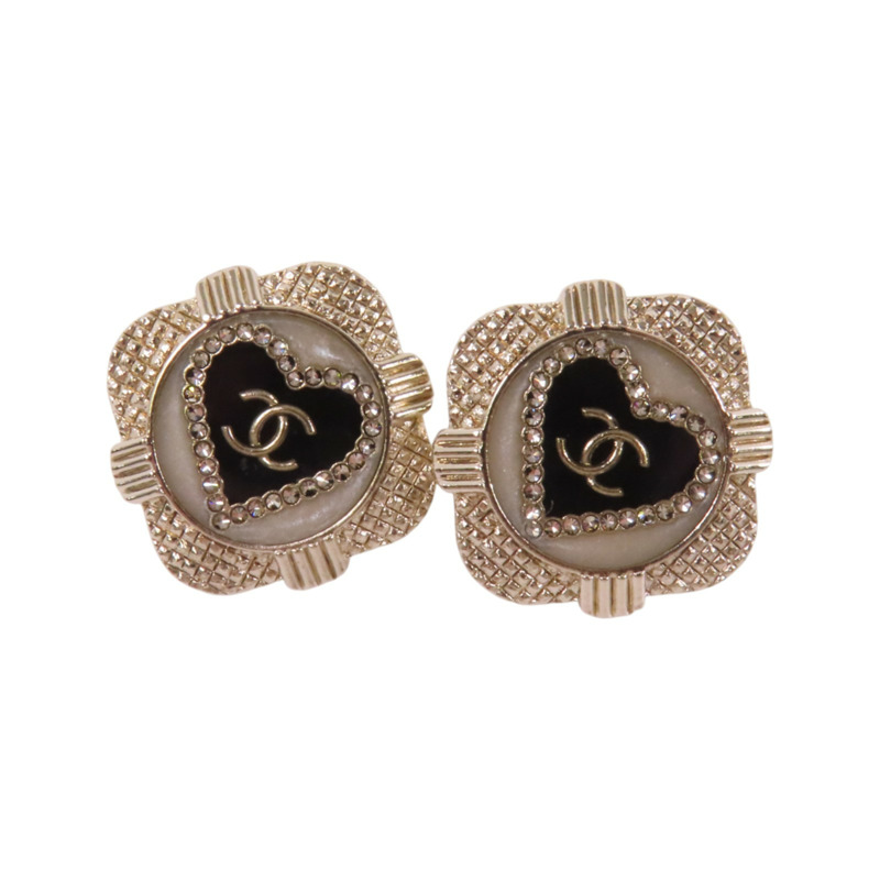 CHANEL 金屬/水鑽/PVC Earrings金扣耳環-8