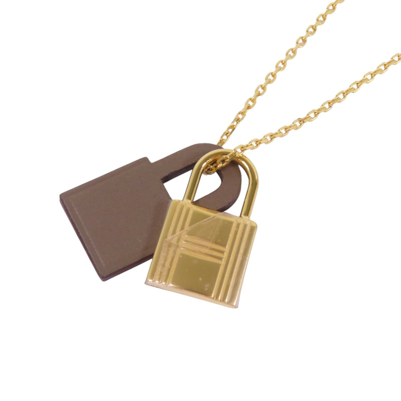 HERMES 金屬/Swift皮革O'Kelly Necklace金扣項鏈-2