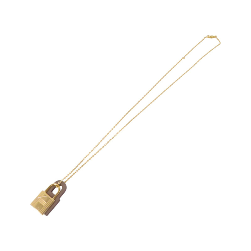 HERMES 金屬/Swift皮革O'Kelly Necklace金扣項鏈-3
