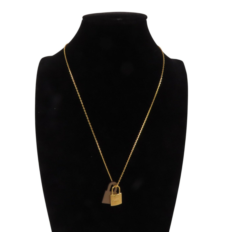 HERMES 金屬/Swift皮革O'Kelly Necklace金扣項鏈-8