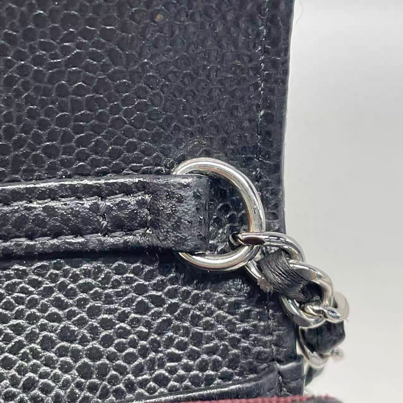 Chanel經典黑色牛皮Caviar銀鍊WOC-17