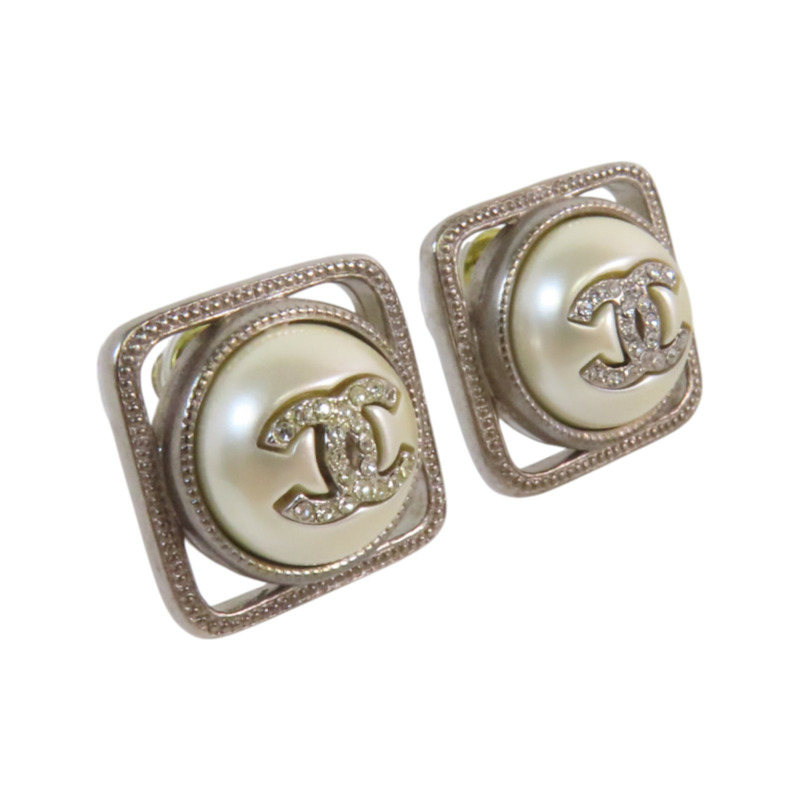 CHANEL 金屬/仿珍珠/水鑽Earrings金扣耳環-2