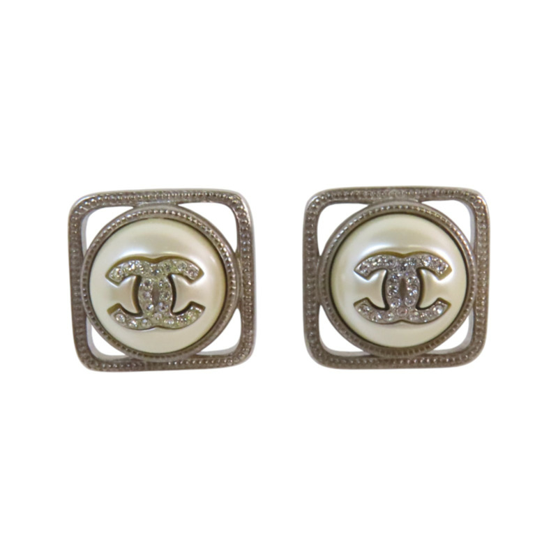 CHANEL 金屬/仿珍珠/水鑽Earrings金扣耳環-8