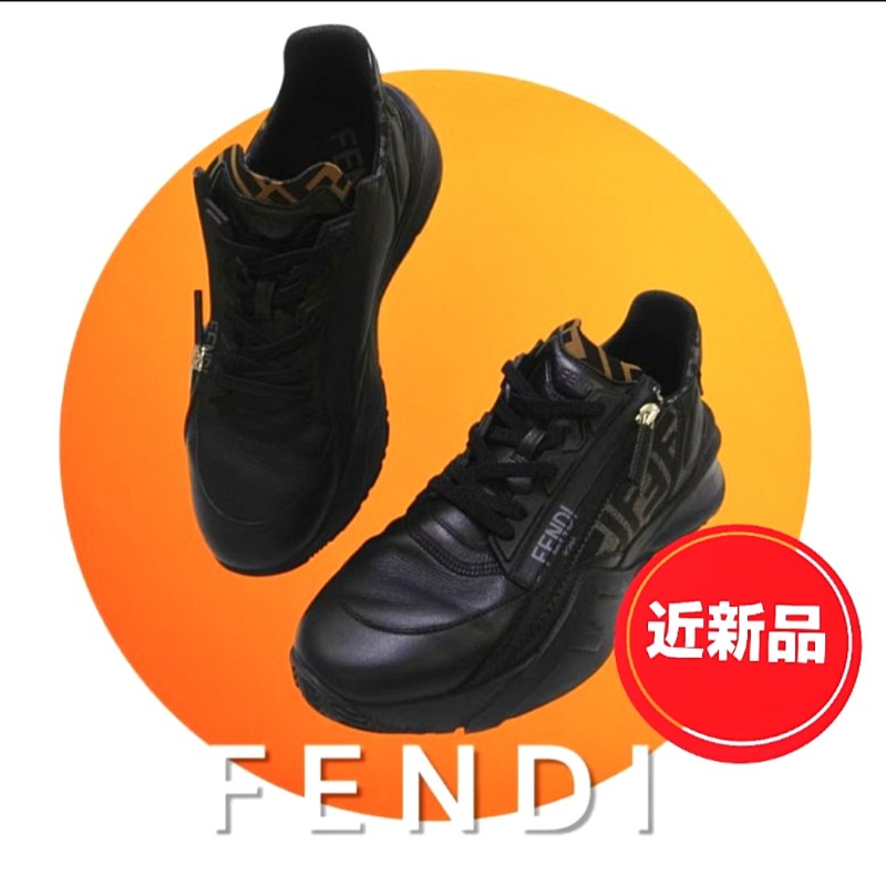【🐴馬上下單最優惠】🧧限時降價至2/11（原$16800）【9成新】㊣✨ FENDI ✨**尺寸：8**芬迪 FF 黑色 老花 增高 厚底 老爹鞋 休閒鞋/二手鞋/二手精品/保證正品🌳二手樹屋🌳-0