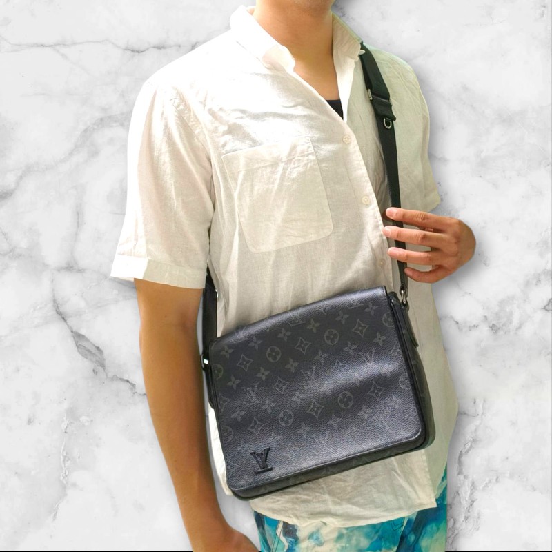 🔥10/3-10/31週年慶🔥【超狂優惠】【8成新】㊣✨Louis Vuitton✨路易威登 LV 黑色 老花 郵差包 肩背包 斜背包/二手精品/二手包/保證正品🌳二手樹屋🌳-47