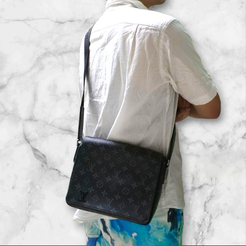 🔥10/3-10/31週年慶🔥【超狂優惠】【8成新】㊣✨Louis Vuitton✨路易威登 LV 黑色 老花 郵差包 肩背包 斜背包/二手精品/二手包/保證正品🌳二手樹屋🌳-48