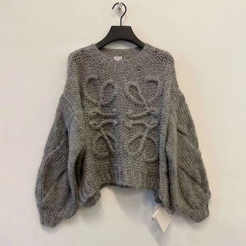 🎉新品好折扣✨Loewe Anagram 馬海毛毛衣 灰色 S/M/L-4