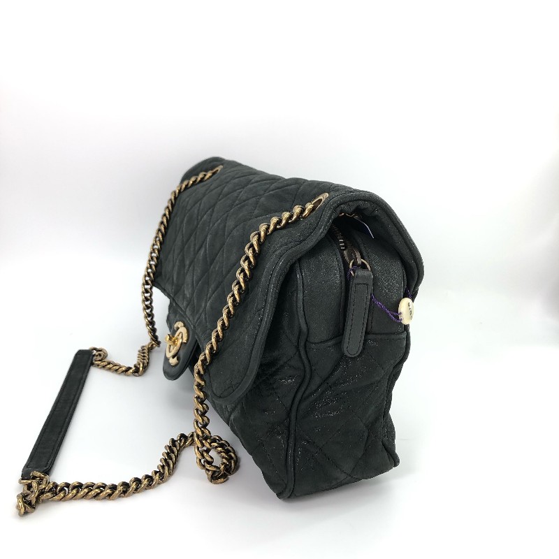 Chanel香奈兒 炫彩黑色 黑金 科技佈面 牛皮 金扣 季節限定CF 肩背包-1