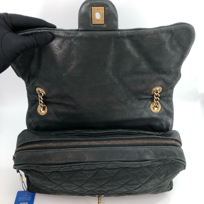 Chanel香奈兒 炫彩黑色 黑金 科技佈面 牛皮 金扣 季節限定CF 肩背包-6