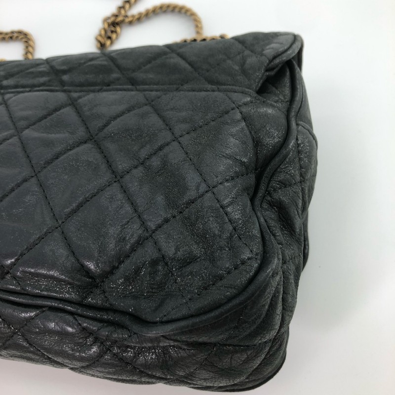 Chanel香奈兒 炫彩黑色 黑金 科技佈面 牛皮 金扣 季節限定CF 肩背包-13