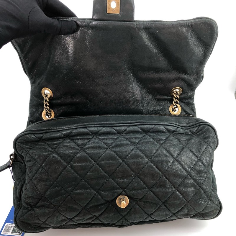 Chanel香奈兒 炫彩黑色 黑金 科技佈面 牛皮 金扣 季節限定CF 肩背包-15