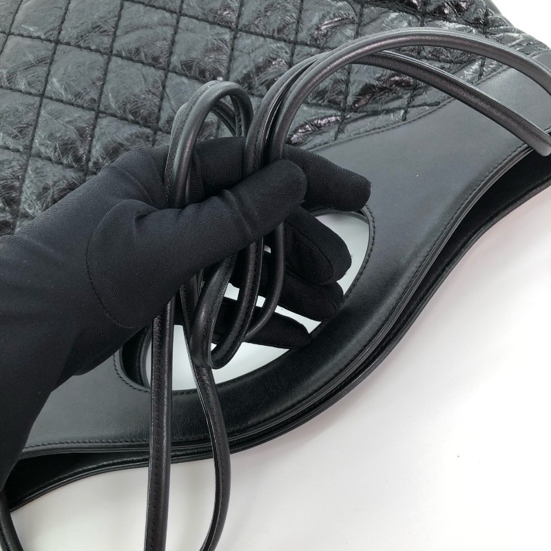 Chanel香奈兒 黑金 黑色金扣 油蠟牛皮31bag 中號 手提包 肩背包-15