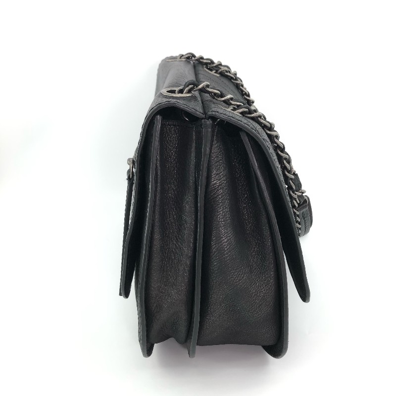 Chanel香奈兒 黑銀 黑色銀扣 外縫線 小豬包 雙子星 肩背包斜背包-2