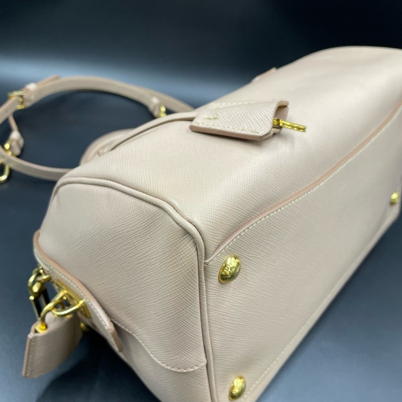 Prada裸粉色波士頓 手提包 肩背包 約28*15cm-5