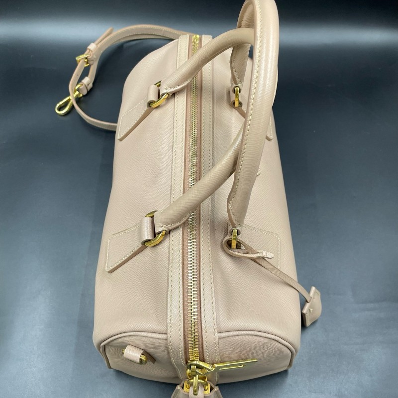 Prada裸粉色波士頓 手提包 肩背包 約28*15cm-6