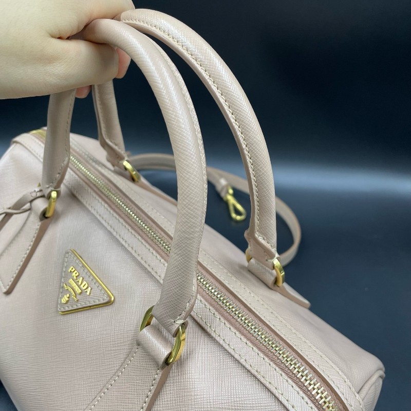 Prada裸粉色波士頓 手提包 肩背包 約28*15cm-7