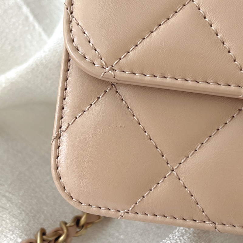 「可調長度//奶茶色🧸🤎✨」Chanel 雙金珠 雙金球 杏色 米色 19cm-5