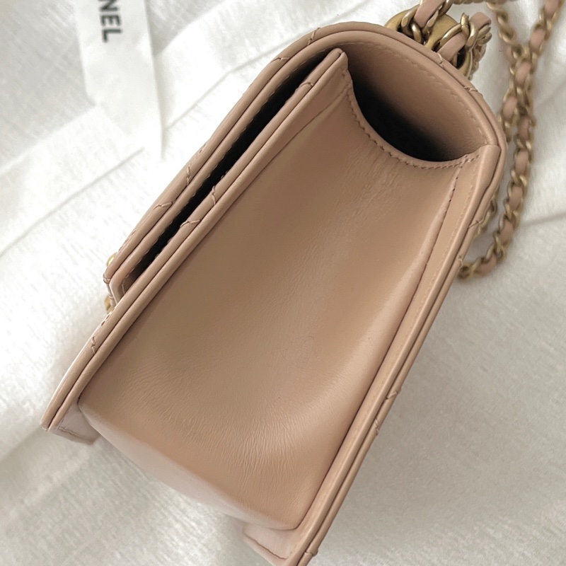 「可調長度//奶茶色🧸🤎✨」Chanel 雙金珠 雙金球 杏色 米色 19cm-15