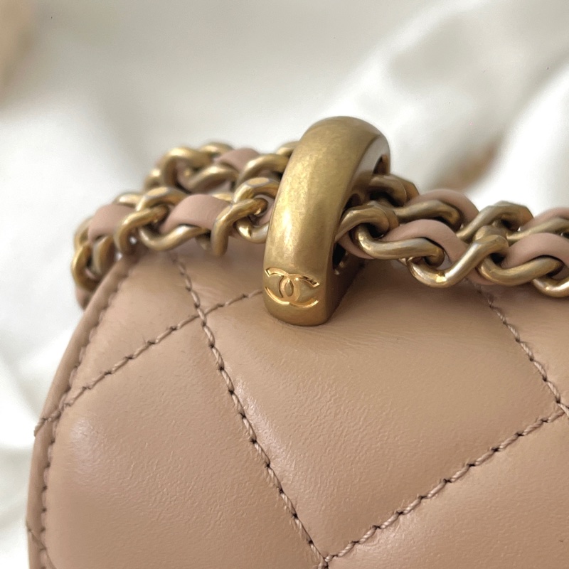 「可調長度//奶茶色🧸🤎✨」Chanel 雙金珠 雙金球 杏色 米色 19cm-19