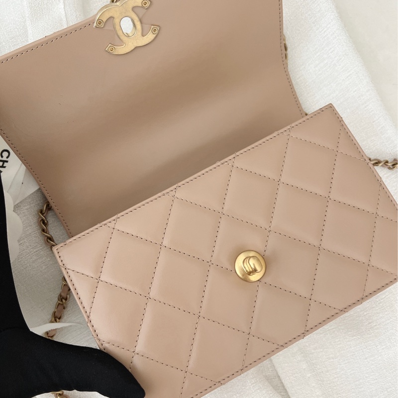 「可調長度//奶茶色🧸🤎✨」Chanel 雙金珠 雙金球 杏色 米色 19cm-20