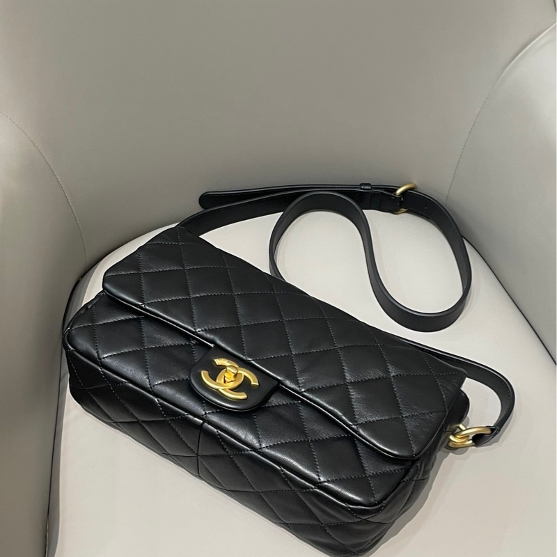 CHANEL 全新25C翻蓋羊皮CF肩背包 🖤 25年1月購入 可以送禮-2