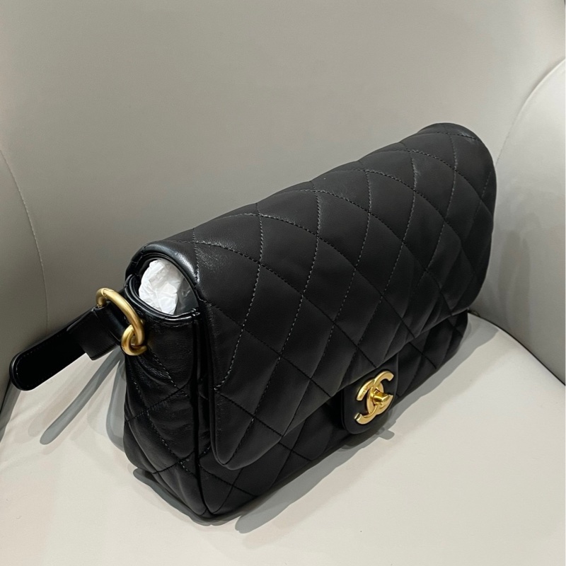 CHANEL 全新25C翻蓋羊皮CF肩背包 🖤 25年1月購入 可以送禮-3