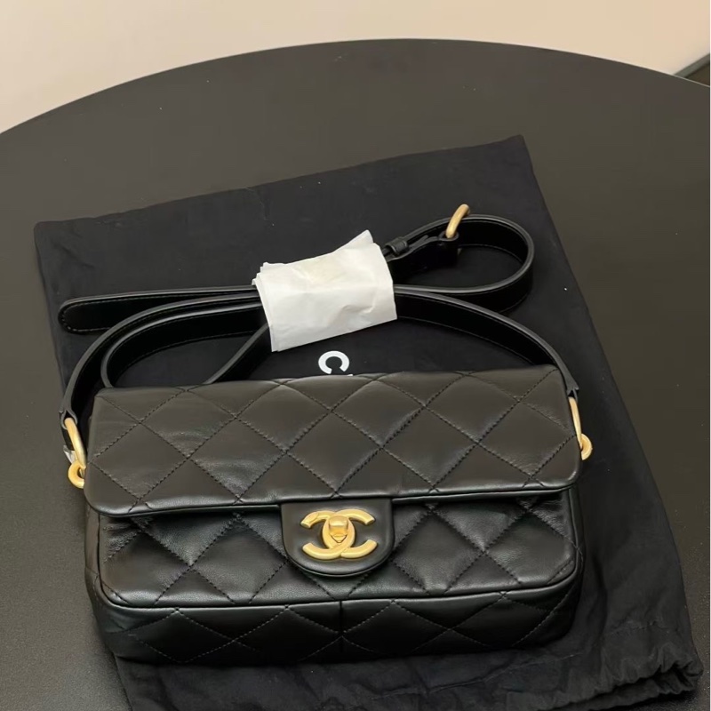 CHANEL 全新25C翻蓋羊皮CF肩背包 🖤 25年1月購入 可以送禮-5