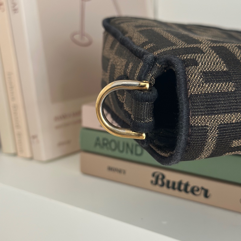 「🥖法棍包」 Fendi 迷你Baguette 棕色FF提花布料包款-20