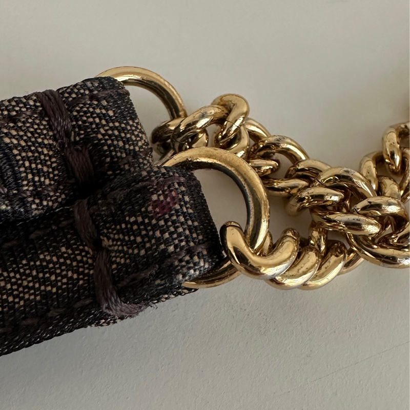 「🥖法棍包」 Fendi 迷你Baguette 棕色FF提花布料包款-25