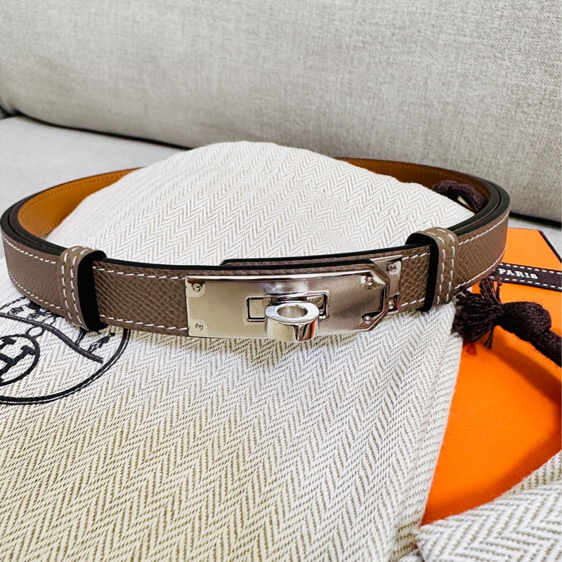 Hermes 愛馬仕 Kelly 18 腰帶 皮帶(大象灰+銀扣)-0