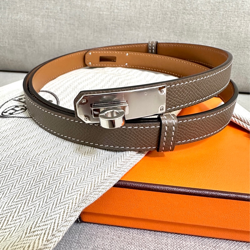 Hermes 愛馬仕 Kelly 18 腰帶 皮帶(大象灰+銀扣)-1