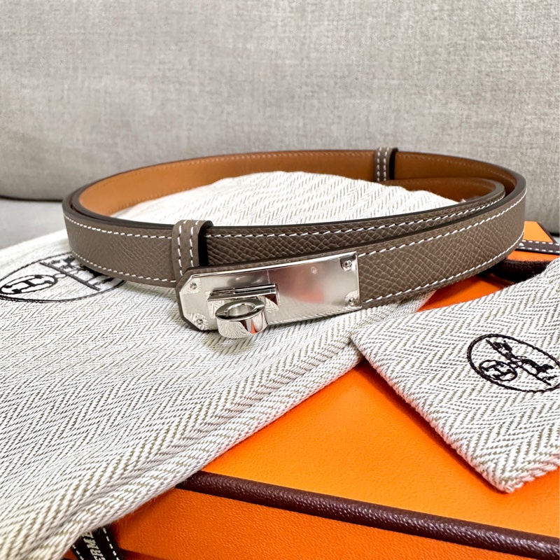 Hermes 愛馬仕 Kelly 18 腰帶 皮帶(大象灰+銀扣)-2