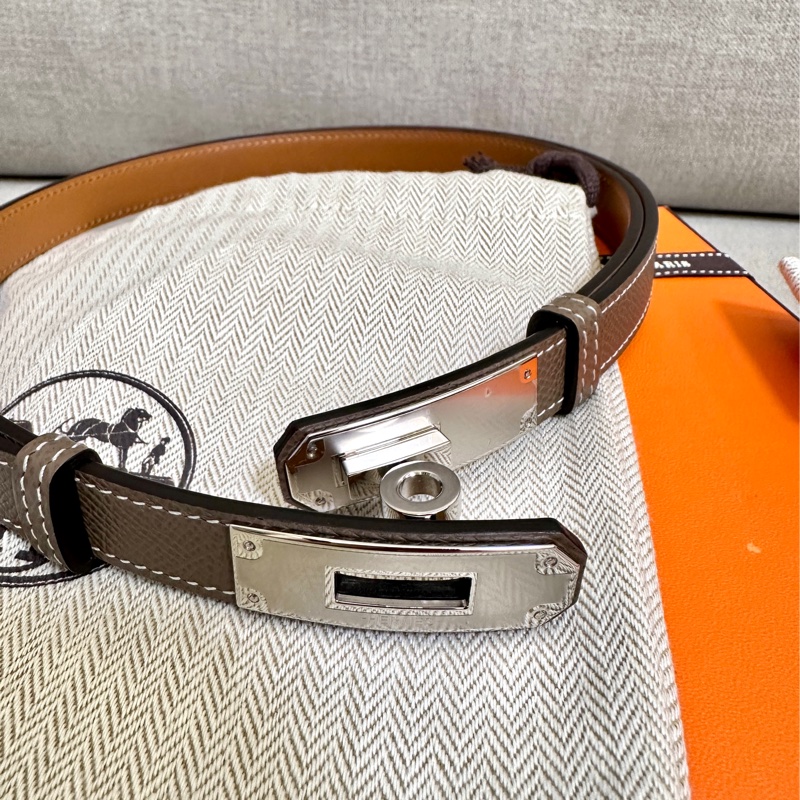 Hermes 愛馬仕 Kelly 18 腰帶 皮帶(大象灰+銀扣)-3