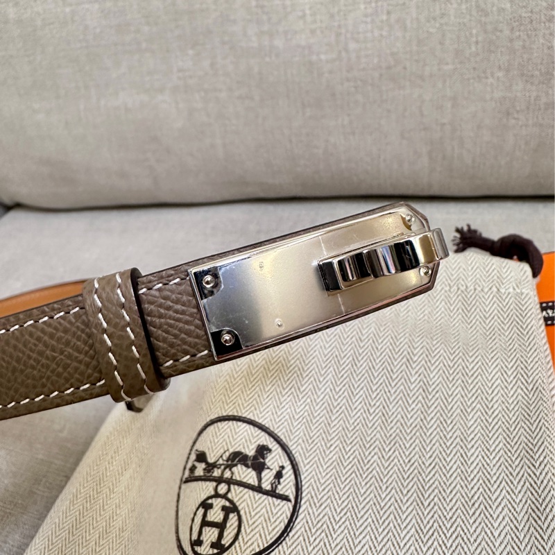 Hermes 愛馬仕 Kelly 18 腰帶 皮帶(大象灰+銀扣)-4