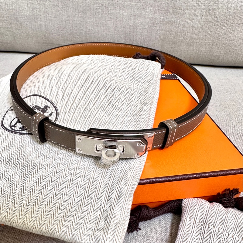 Hermes 愛馬仕 Kelly 18 腰帶 皮帶(大象灰+銀扣)-6