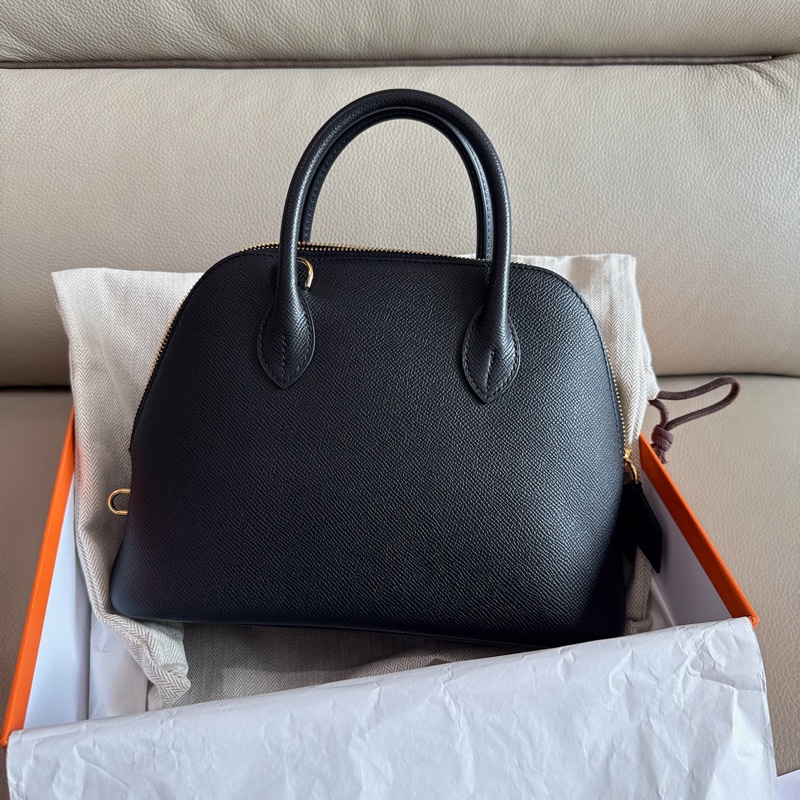 「M.Y精品」 Hermes 保齡球包25 1923 bolide 25 黑金 EP皮 W刻-0