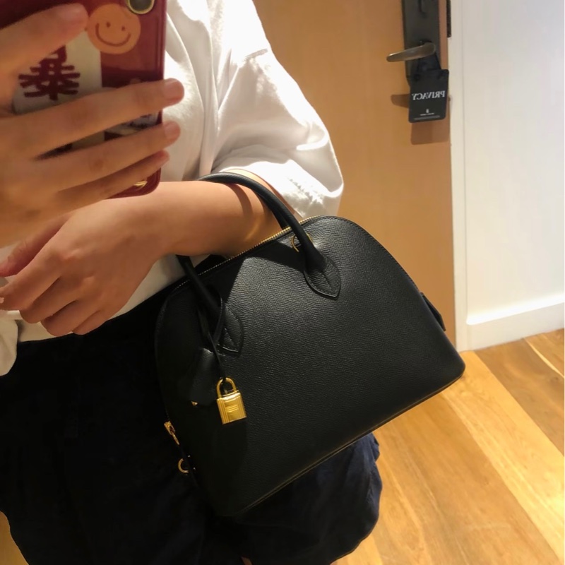 「M.Y精品」 Hermes 保齡球包25 1923 bolide 25 黑金 EP皮 W刻-1
