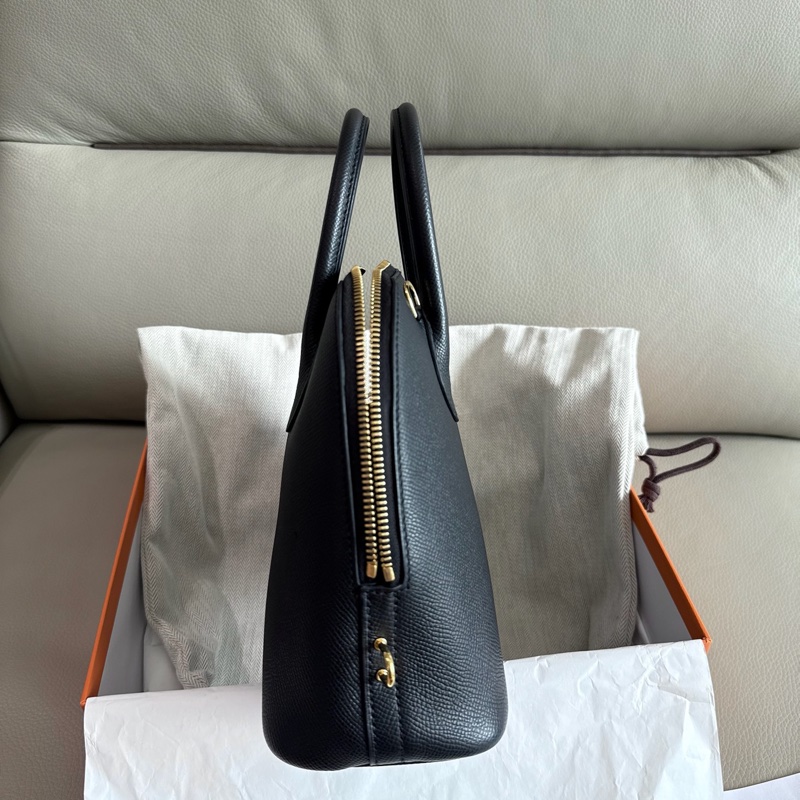 「M.Y精品」 Hermes 保齡球包25 1923 bolide 25 黑金 EP皮 W刻-6